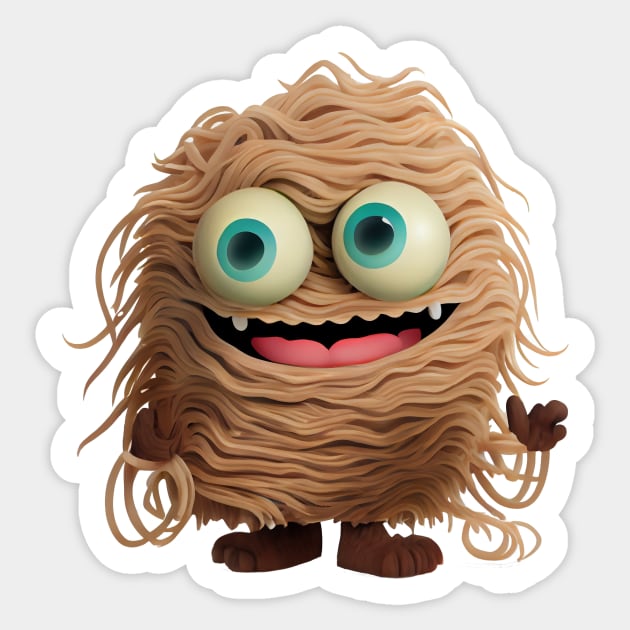 Noodle Monster - A Smiling Pile of Noodles Sticker by PixelProphets